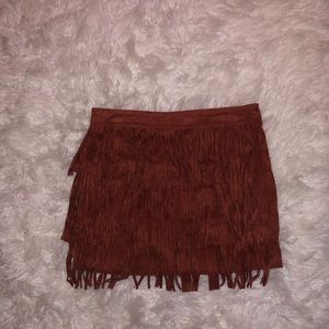 Brown Fringe Skirt